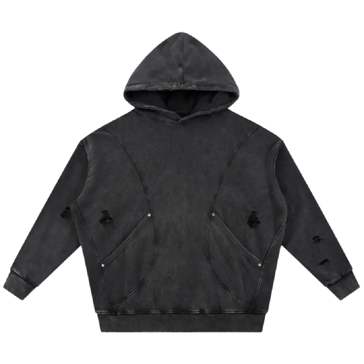No Vanity Distressed Snow Washed Hoodie (2)